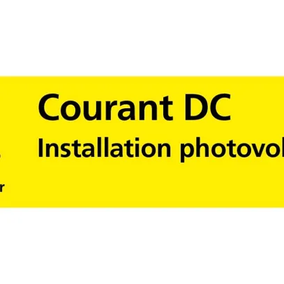 Kleber gelb «DC-Leitung Photovoltaikanlage» französisch 