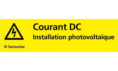 Kleber gelb «DC-Leitung Photovoltaikanlage» französisch 