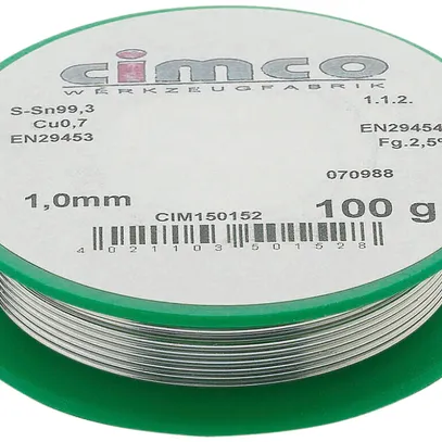 Filo per saldatura CIMCO S-Sn 99.3 Cu 0.7 senza piombo Ø1.0mm 100g 