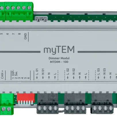 REG-Dimmaktor myTEM MTDIM-100 24VDC 4-Kanal 250W/230V 8×DI CAN 