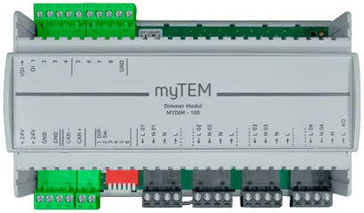 Actionneur-variateur AMD myTEM MTDIM-100 24VDC 4 canaux 250W/230V 8×DI CAN 