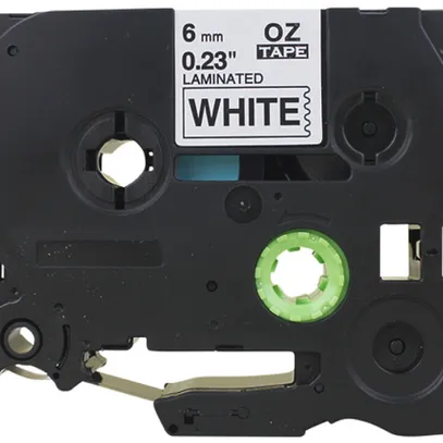 Schriftbandkassette kompatibel zu OZE-211, 6mm×8m, weiss-schwarz 