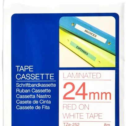 Schriftbandkassette Brother TZe-252 24mm×8m, weiss-rot 