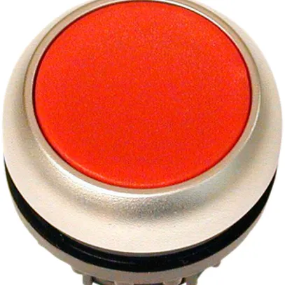 Bouton-poussoir ETN RMQ plat rouge, à rappel, anneau chromé 