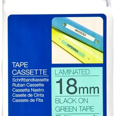 Schriftbandkassette Brother TZe-741 18mm×8m, grün-schwarz 