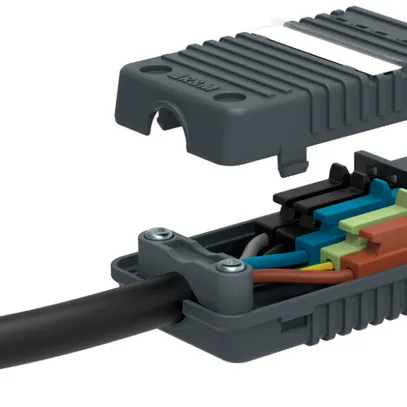 Spina R&M Cable-Outlet DALI 5L con cavo FE0-flex 5×1.5 grigio 5m 