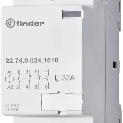 Contattore AMD Finder 22.74, 2Ch+2R 32A/24VUC AgNi, indicatore, 2UM 