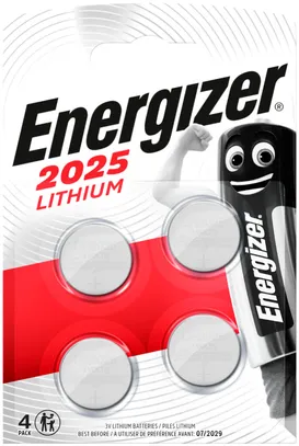 Pile bouton lithium Energizer CR2025 3V blister à 4pièces 