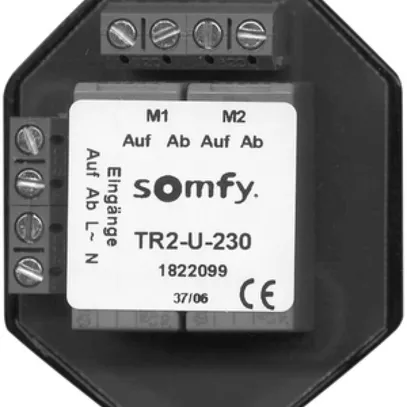 Relè di separazione INS Somfy TR2-U-230, 2-canale, 230V/8A, 52×50×22mm 