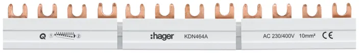 Peigne de raccordement Hager 4P 4L fourche 10mm² 63A 210mm blanc 