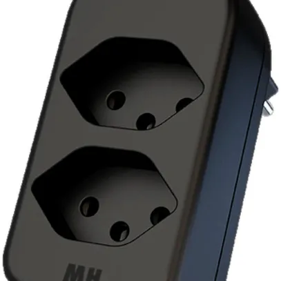 Zweifachstecker Typ 13 maxADAPTturn 10A 250V, 2×Front, drehbar, schwarz 