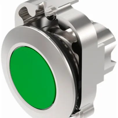 Interrupteur INC EAO45, R, vert, anneau gris sable, plat 
