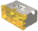 Capot à poussoir EAO03 jaune plat 18×38mm en matière synthétique translucide 
