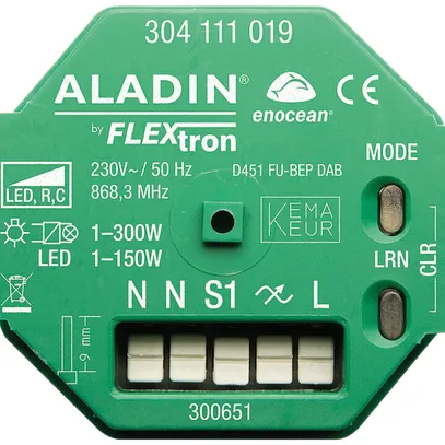 Actionneur-variateur RF INC ALADIN, EnOcean, 230V, 1…300W (LED 1…150W) 