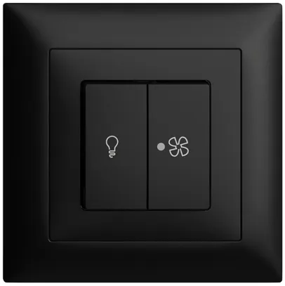 UP-Schalter für Licht und Ventilat EDIZIOdue schwarz, KS, LED gelb 