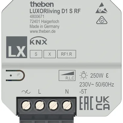 Attuatore-variatore KNX INS Theben LUXORliving D1 S RF 1-canale 