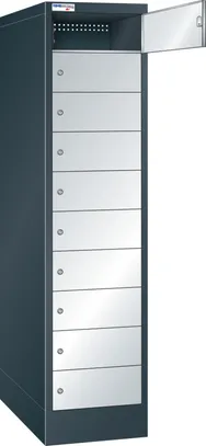 Armoire pour Notebook avec portes (L×P×H) 415×500×1790 mm 1×10 casiers 