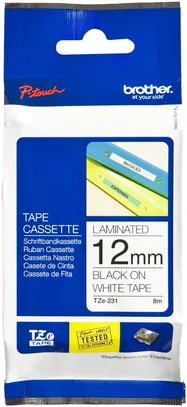 Cassette ruban Brother TZe-231 12mm×8m, blanc-noir 