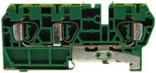 Borne de terre joignable Woertz 1.5…4mm² ressort 3×1 rail DIN 35mm vert-jaune 