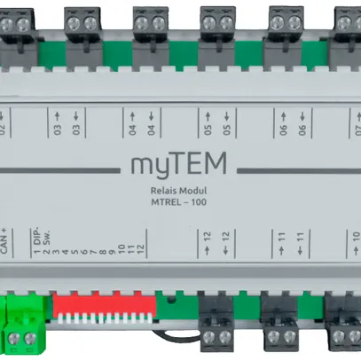 Actionneur de commutation AMD myTEM MTREL-100 24VDC 12×16A (max. 48A) CAN 