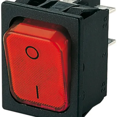 EB-Leuchtwippenschalter Novitronic, 20A/250V 0/2L, Taste rot, schwarz 