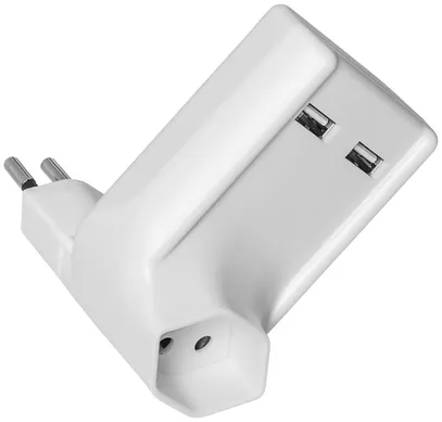 Spina intermedia USB Steffen 2×USB 5V/2.1A 1×T12/T13 girevole 270° bianco 