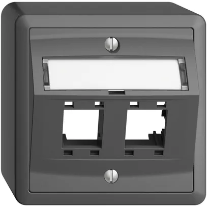 Kit montaggio AP Edue, con cappa di uscita obliqua, per 2×RJ45, grigio scuro 