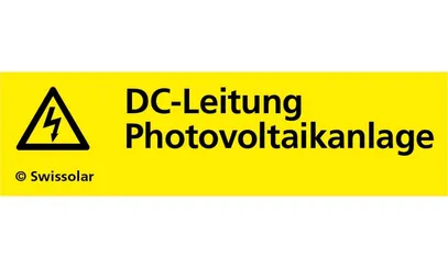 Kleber gelb «DC-Leitung Photovoltaikanlage» deutsch 