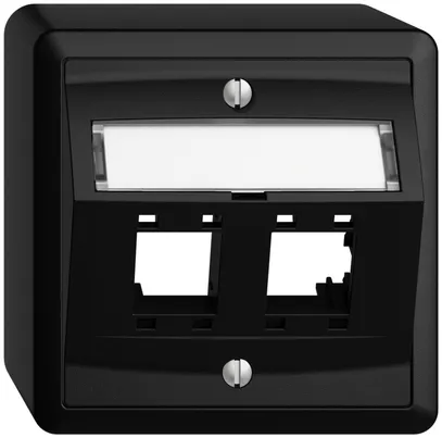 AP-Montageset EDIZIOdue, mit Schrägauslasshaube, für 2×RJ45, schwarz 