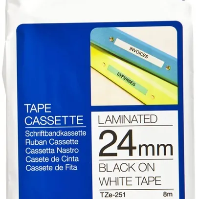 Cassetta nastro Brother TZe-251 24mm×8m, bianco-nero 
