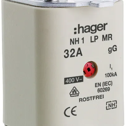 Fusibile HPC Hager DIN1 400VAC 32A gG/gL segnalatore centrale inossidabile 