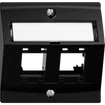 Kit montaggio EDIZIOdue, con cappa di uscita obliqua, per 2×RJ45, nero 