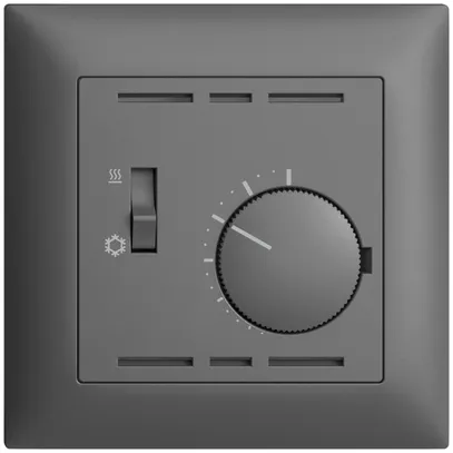 Thermostat ENC EDIZIOdue, a.interrupteur chauff./refr., 88×88mm, gris foncé 