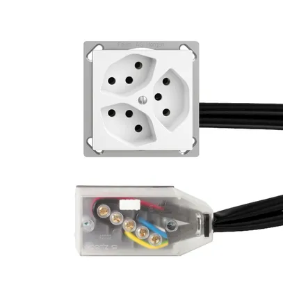 Prise INC EDIZIOdue 3×T13 L3 blanc pour câble plat Technofil 