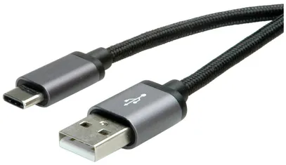 USB-Kabel ROLINE USB-A/USB-C (USB 2.0) 480Mbit/s schwarz 0.8m 