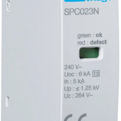 Module enfichable Hager SPC T3 1P+N 230V Uc 264V In 5kA Uoc 6kV Up 1.25kV 