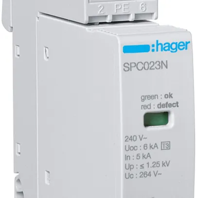 Parasurtension Hager SPD 1P+N 240V Uc 264V 10kA In 5kA Up 1.25kV télécomm. 1UM 