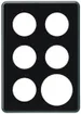 Plaque de recouvrement ENC basico 3×2 5×Ø43mm+Ø58mm noir 