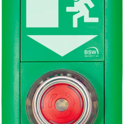 Poussoir arrêt urgence ENC BSW vert, LED rouge, avec pictogramme 