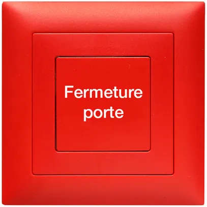 Poussoir ENC BSW 7564.UP-TEXT-F, 1C 10A/250VAC, Edue, rouge "Fermeture porte" 