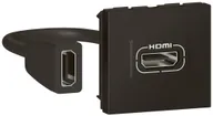 Prise HDMI MOS préassemblé 2 modules noir mat 