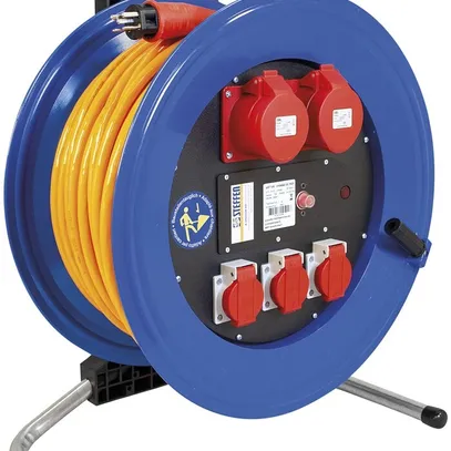 Enrouleur de câble KU bleu G-PUR 50m 5×2.5mm² T25, 2×CEE16/5 + 3×T25 16A 