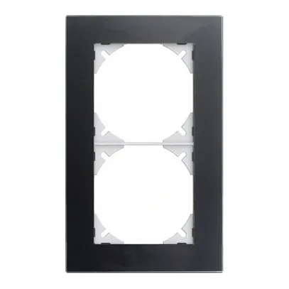 Telaio di copertura EDIZIOdue prestige 2×1 vetro nero 