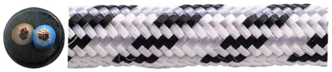 Câble textile Roesch, 2×0.75mm², PN rond, noir-blanc 