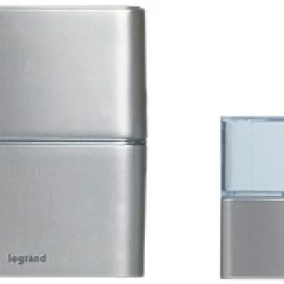 Carillon sans fils Legrand Premium MP3 200m, 3V, avec bouton poussoir, aluminium 
