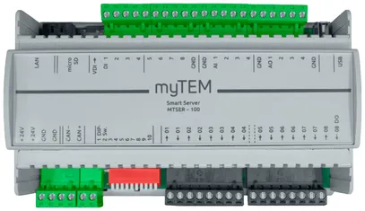 REG-Zentrale myTEM MTSER-100 24VDC 4×A/DI 8×DI 4×AO 8×DO LAN CAN USB-A 