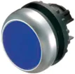 Leucht-Drucktaste ETN RMQ flach blau, rastend, Ring verchromt 