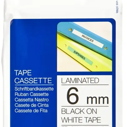 Cassette ruban Brother TZe-211 6mm×8m, blanc-noir 