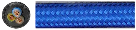 Câble textile Roesch rond 3×0.75mm² PNE bleu 