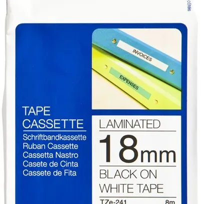 Cassetta nastro Brother TZe-241 18mm×8m, bianco-nero 
